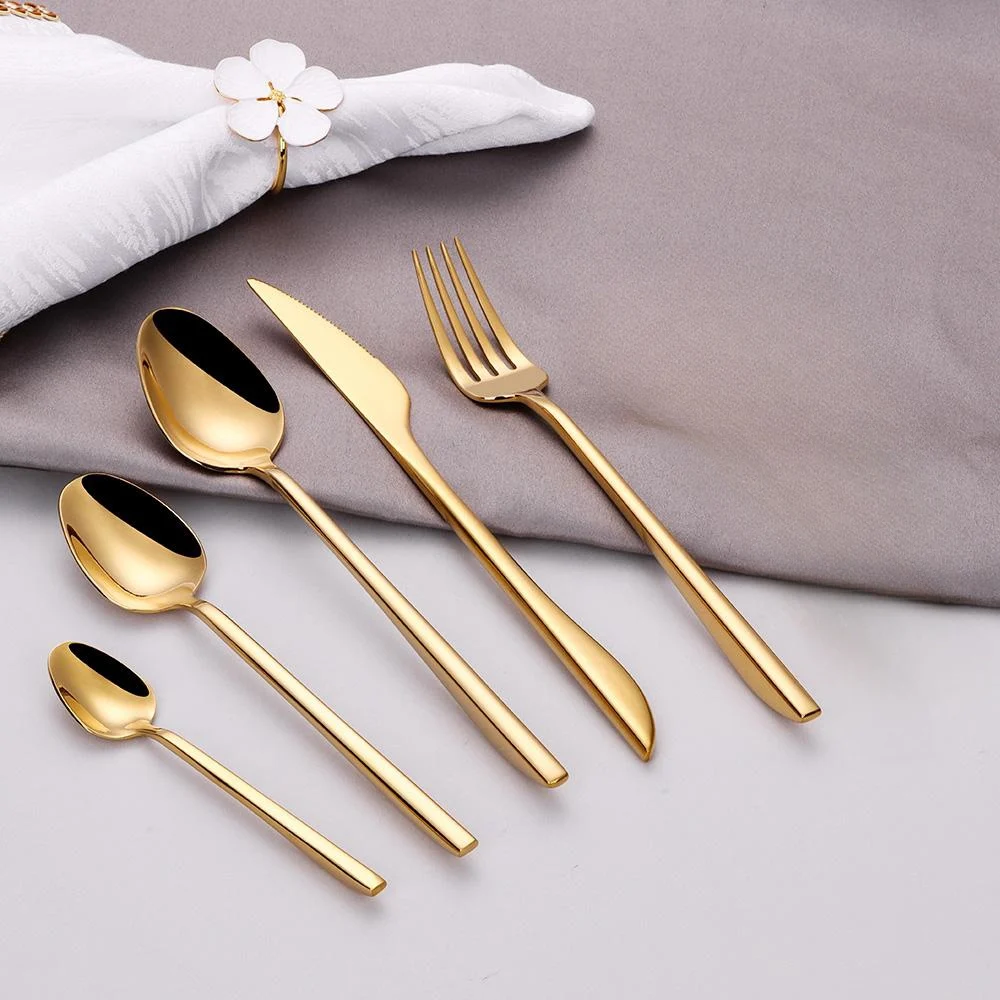 Slim cutlery set, Shiny gold