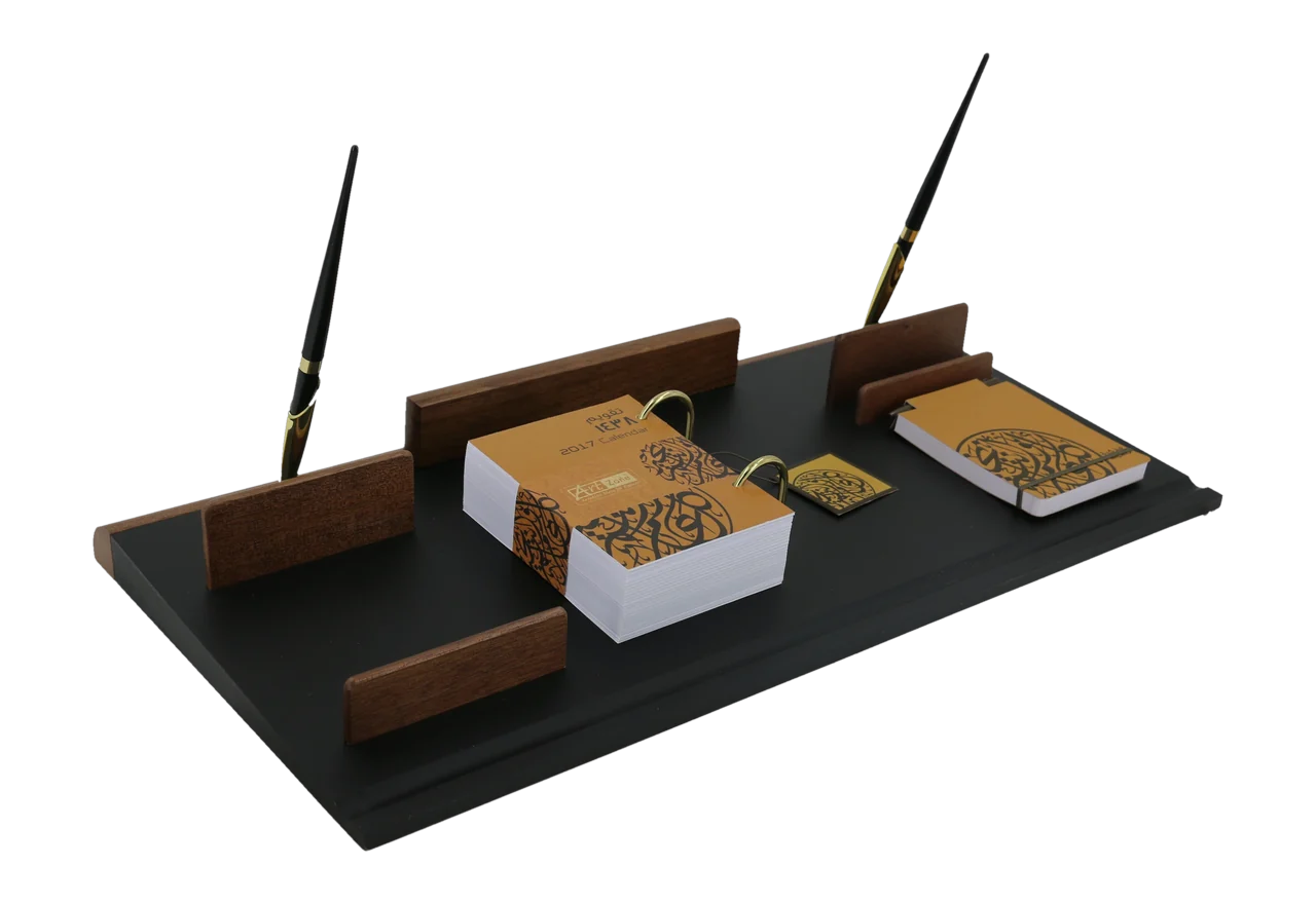 Black calendar set with two pens, royal desk calendar, item 17EC03