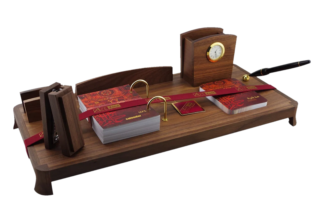 Walnut calendar set with curved legs, royal desk calendar, item 7895WBN
