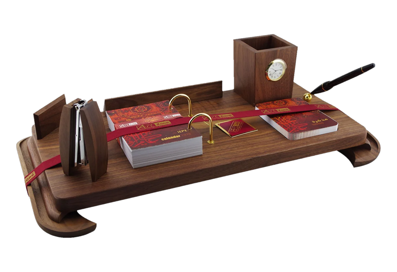 Walnut calendar set with contoured ends, royal desk calendar, item 7896WBN