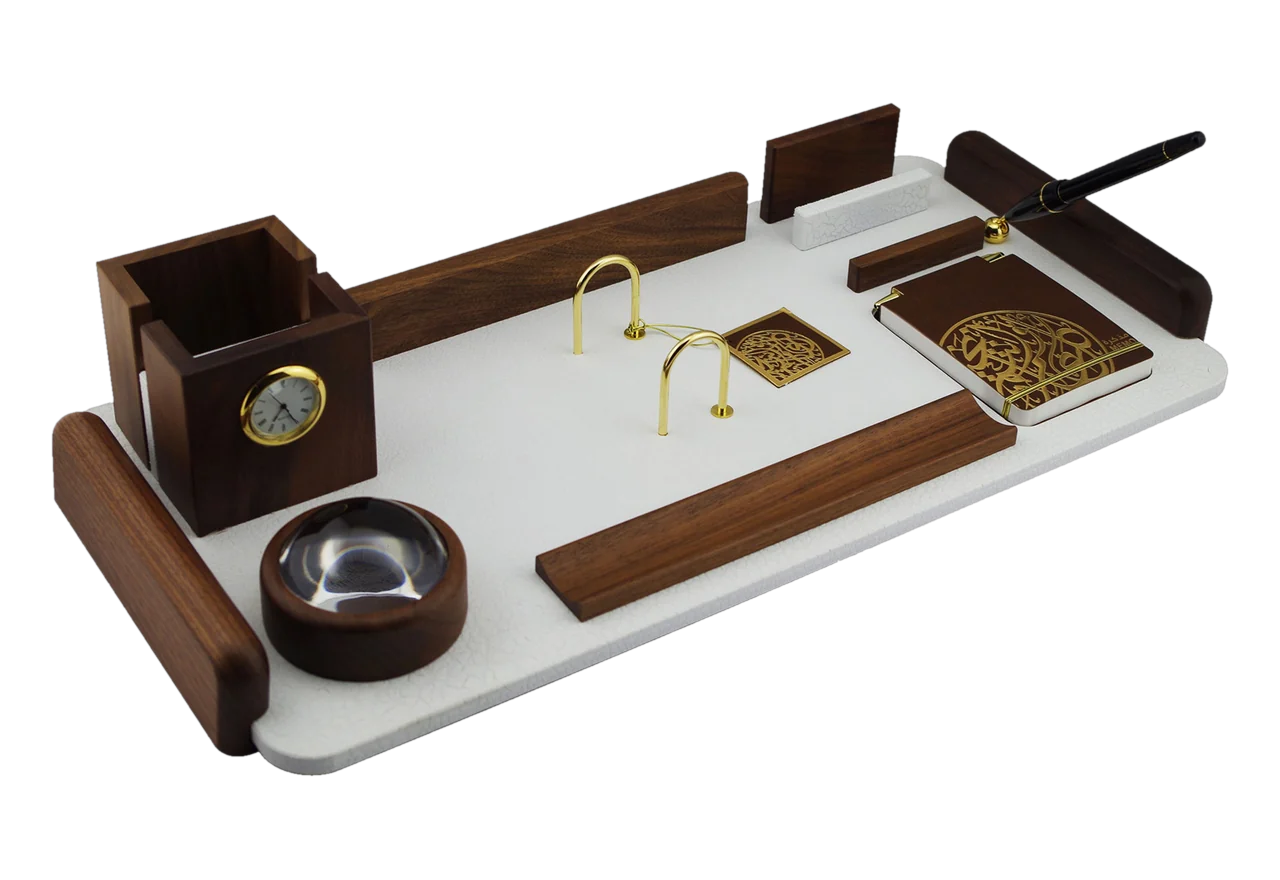 Walnut calendar set on white, royal desk calendar, item 7922WBN